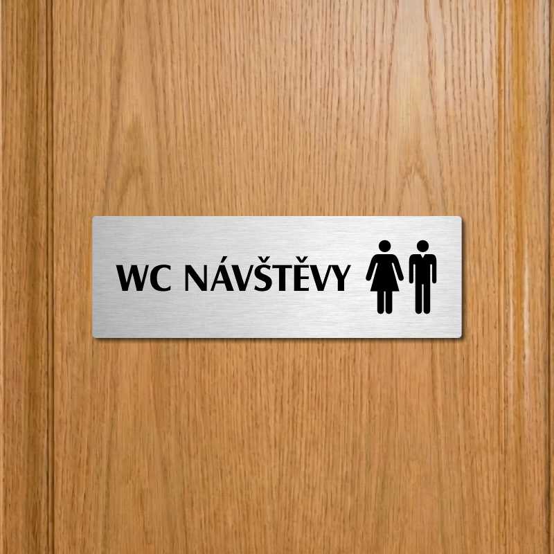WC návštěvy společné, 200x66mm, stříbrná popiska 